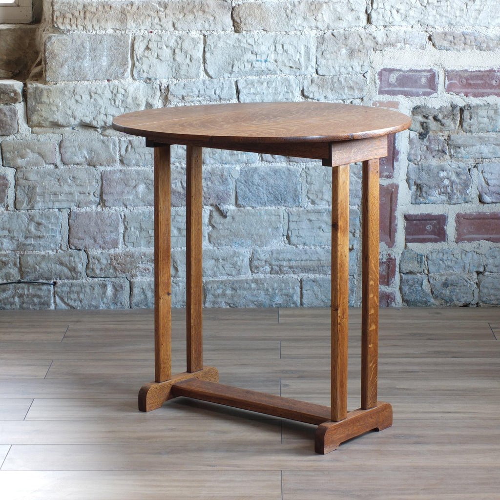 Oak arts and crafts twist top drop leaf table-Antique Tables-KONTRAST