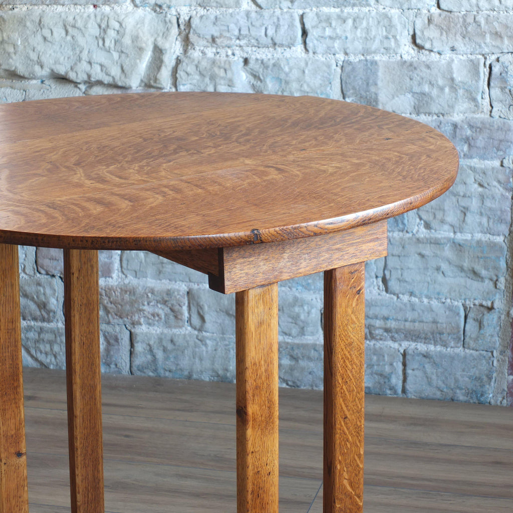 Oak arts and crafts twist top drop leaf table-Antique Tables-KONTRAST