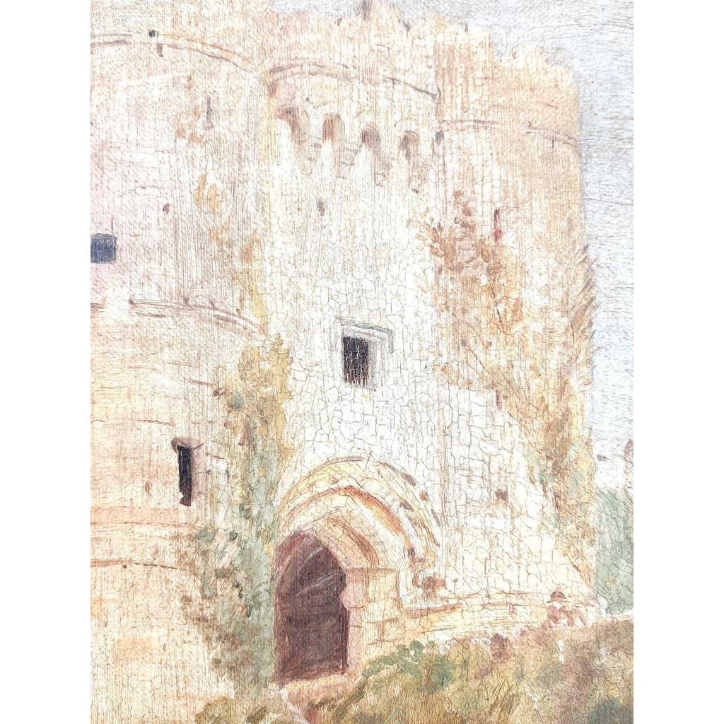 Oil on canvas Carisbrook Castle, isle of white. C1889-Antique Decor / Accessories-KONTRAST