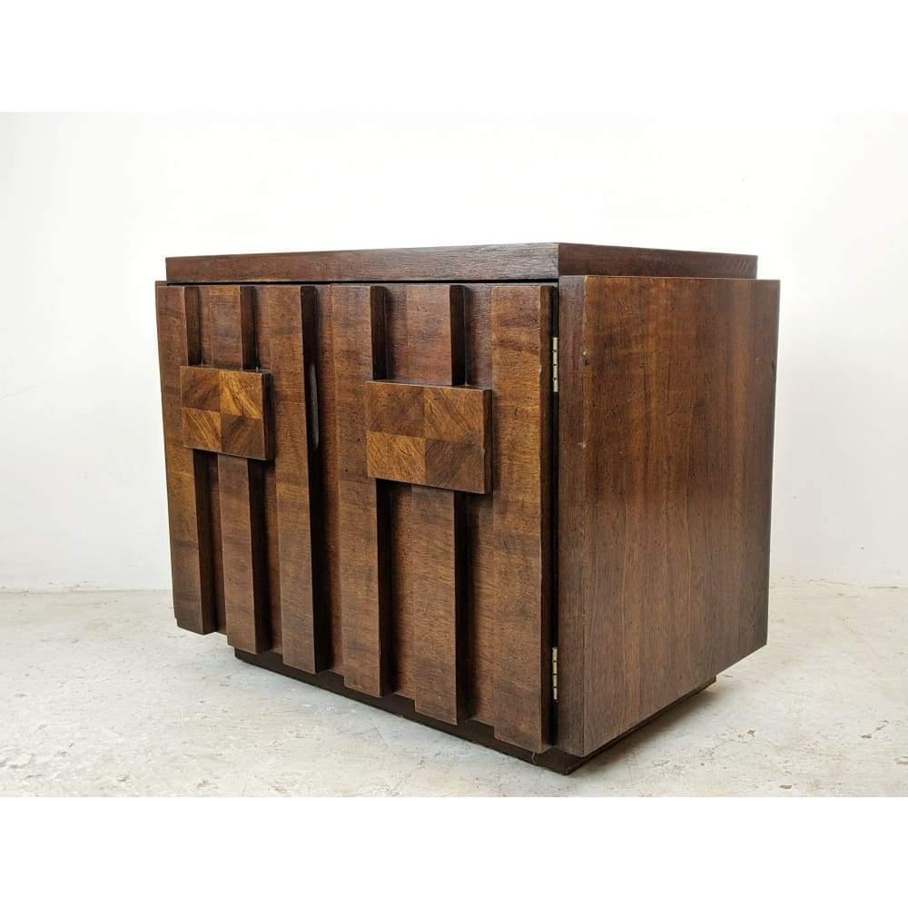 Pair of Lane Brutalist Cabinets - side tables - american mid century cupboards, night stands-Mid Century Storage-KONTRAST