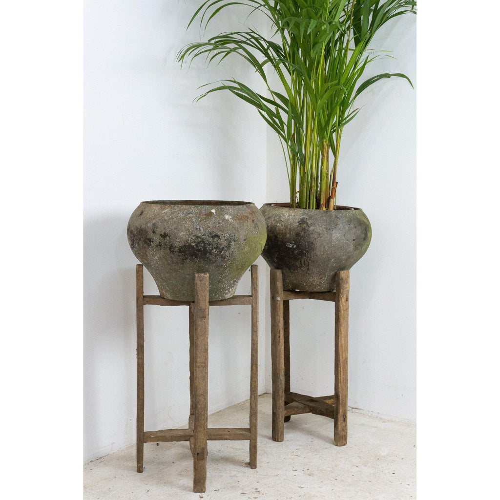 Pair of Vintage Plant Stands with Pots / Aluminium Vessels-Antique Decor / Accessories-KONTRAST