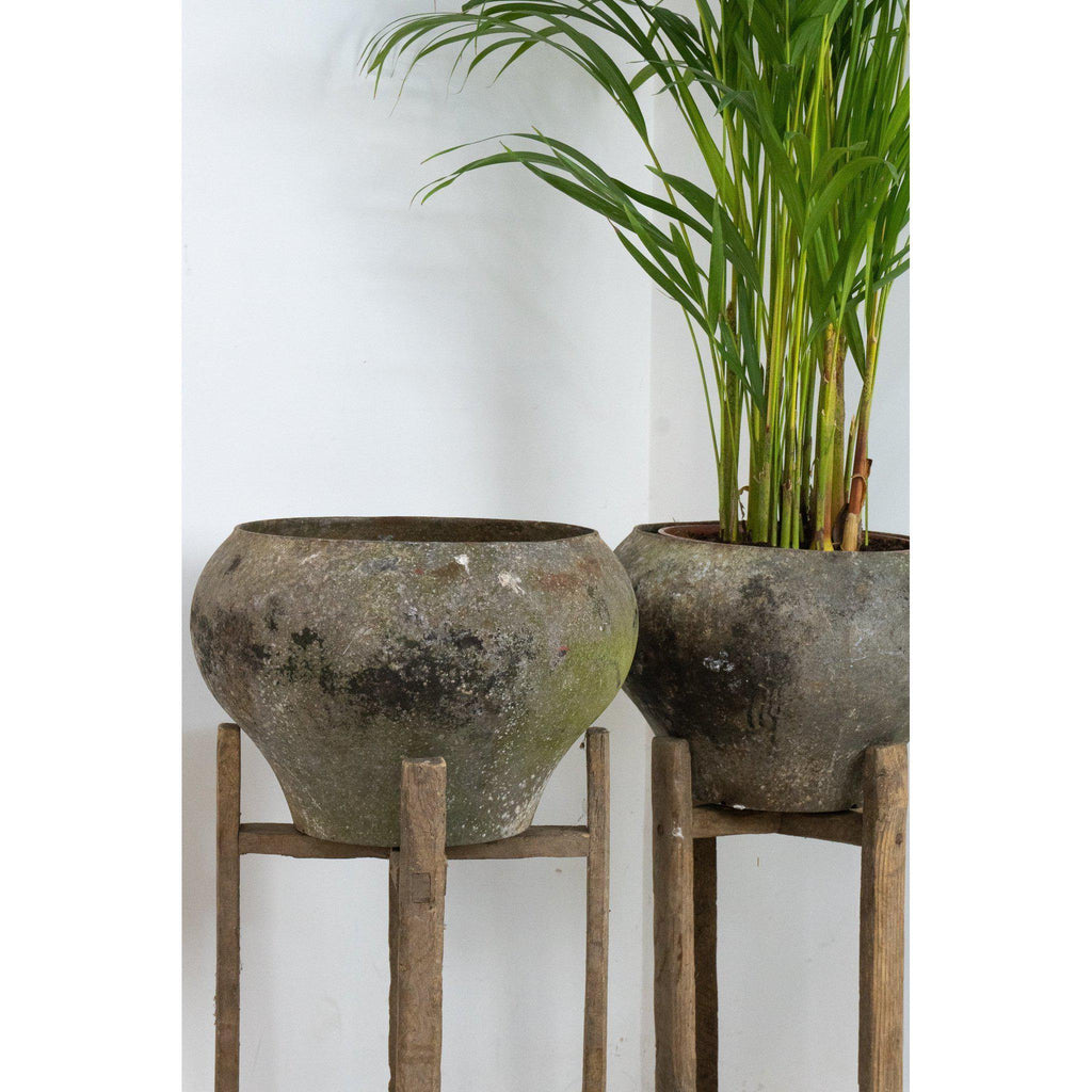 Pair of Vintage Plant Stands with Pots / Aluminium Vessels-Antique Decor / Accessories-KONTRAST