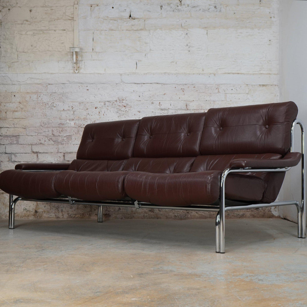 Pieff Alpha Sofa - 3 seater leather sofa - mid century-Mid Century Seating-KONTRAST