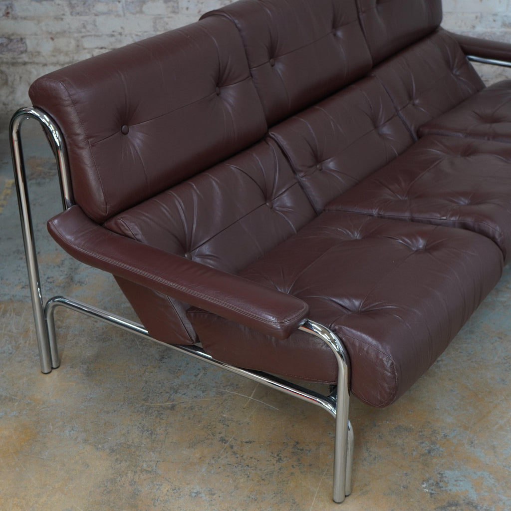 Pieff Alpha Sofa - 3 seater leather sofa - mid century-Mid Century Seating-KONTRAST