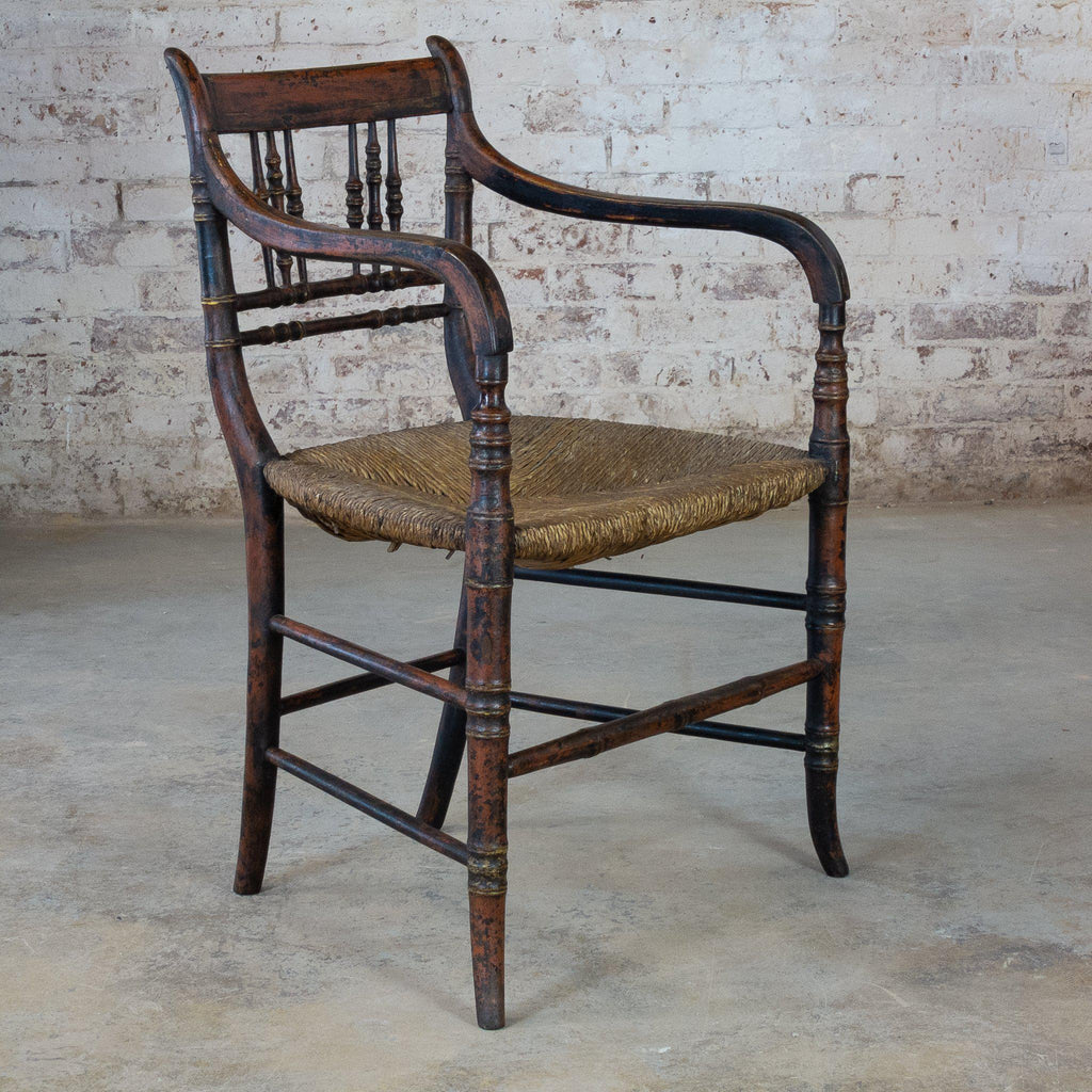 Regency arm chair with rush seat-Antique Seating-KONTRAST