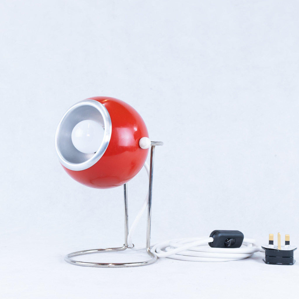Retro Red 'Eyeball' Table Lamp - Danish, Abo Randers 60s / 70s-Mid Century Lighting-KONTRAST