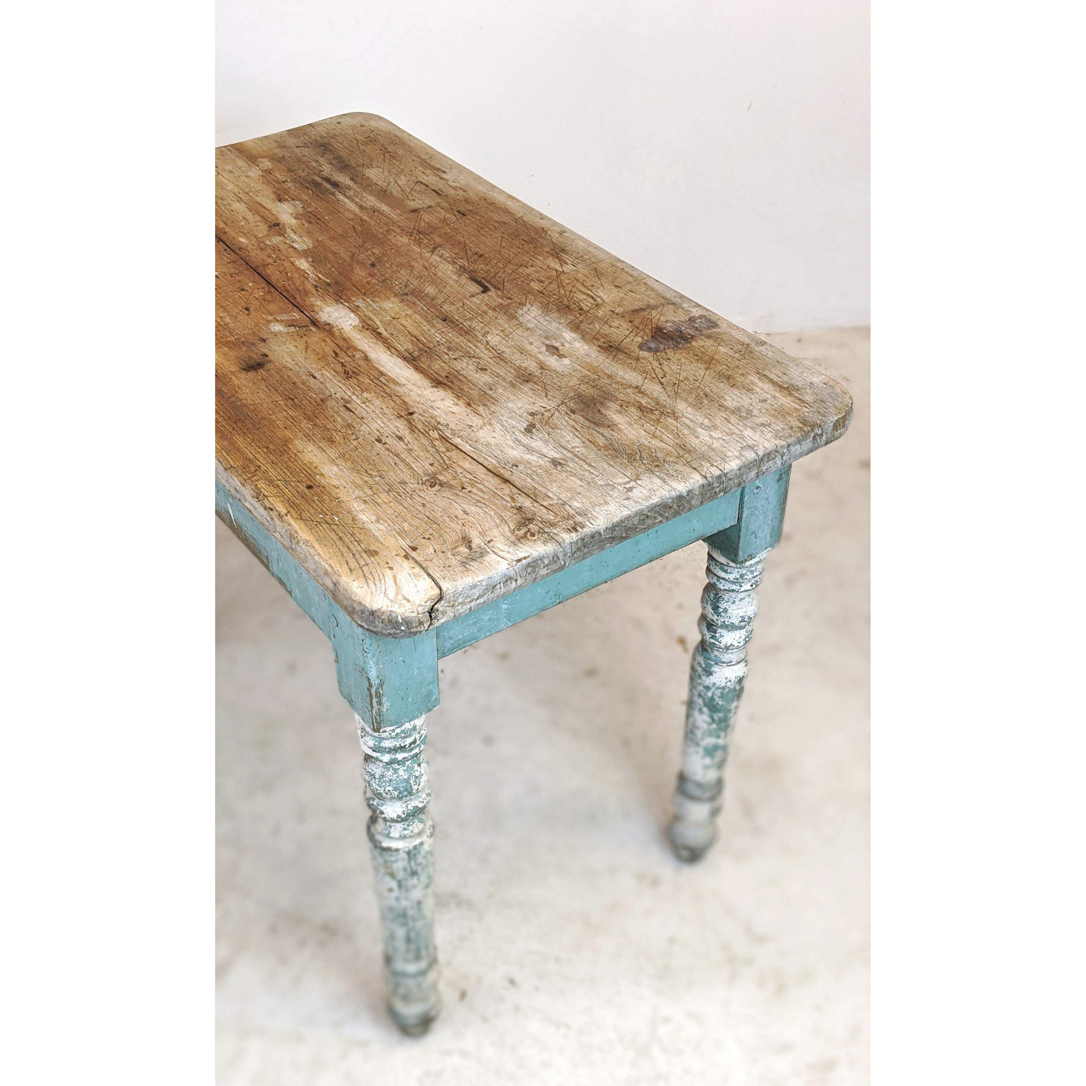 Turquoise Hall Table Rustic hall table - 1 plank elm top with turquoise chippy paint legs ...