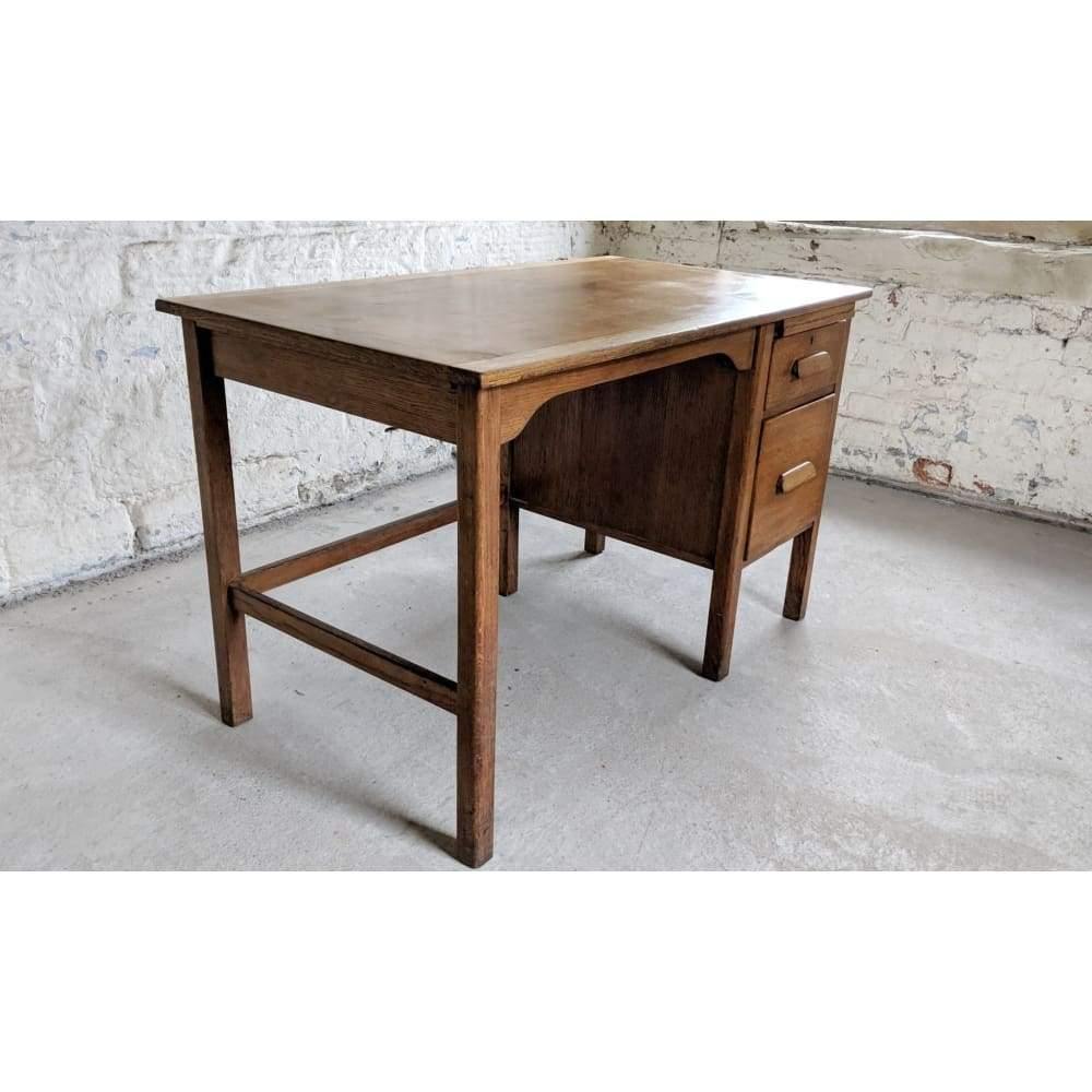 SOLD 1920s Mission Era Teachers Desk - oak-Antique Tables-KONTRAST