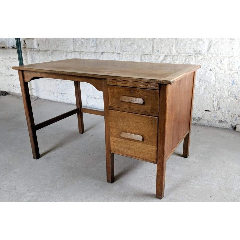 SOLD 1920s Mission Era Teachers Desk - oak-Antique Tables-KONTRAST