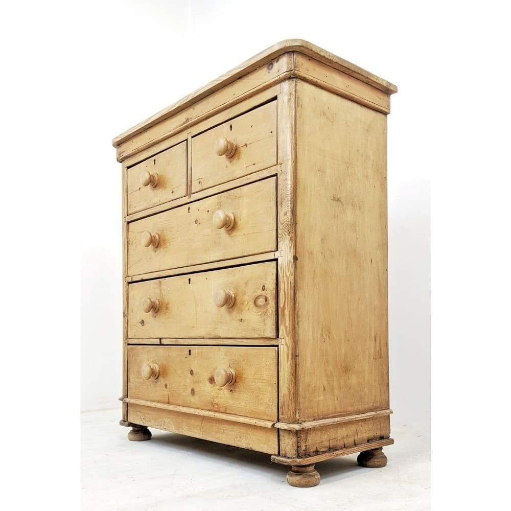 SOLD | Antique Pine Chest of Drawers Two over Three Storage-Antique Storage-KONTRAST