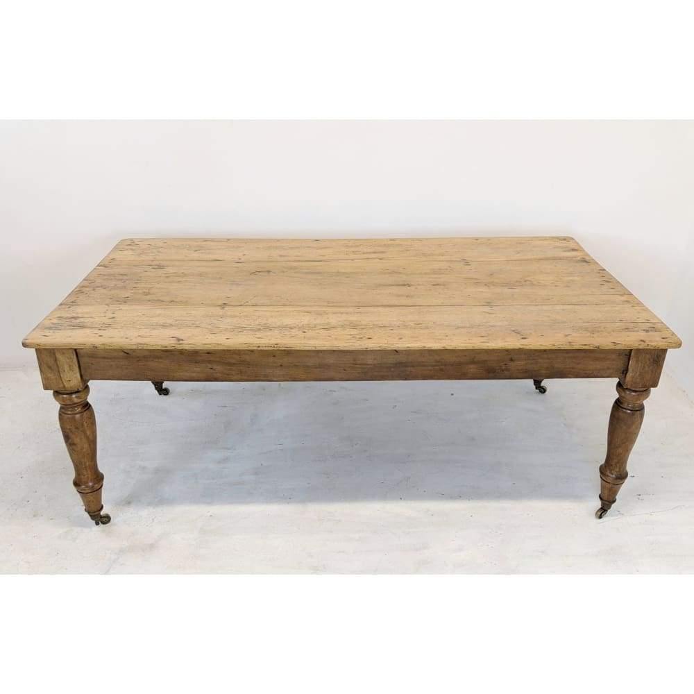 SOLD Antique Pine Farmhouse Dining Table, Victorian- Wide 3 Plank Board Top-Antique Tables-KONTRAST