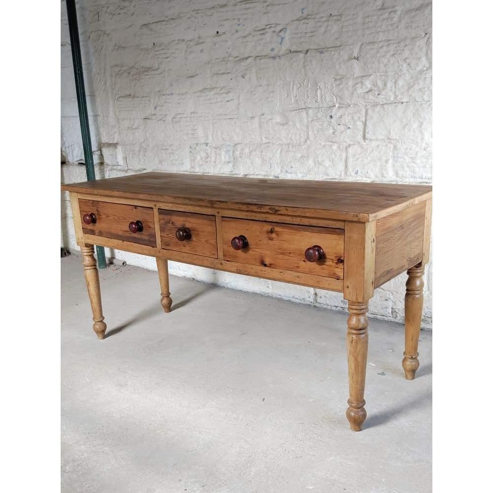 SOLD Antique Pine Kitchen Table Dresser - Prep Table-Antique Tables-KONTRAST