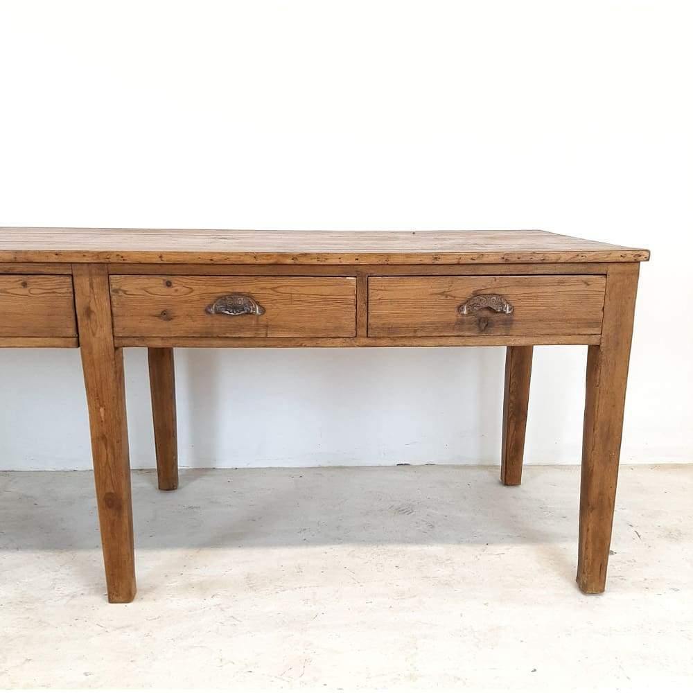 SOLD Antique Pine Kitchen preperation Table / kitchen Island(10 Drawers)-Antique Tables-KONTRAST