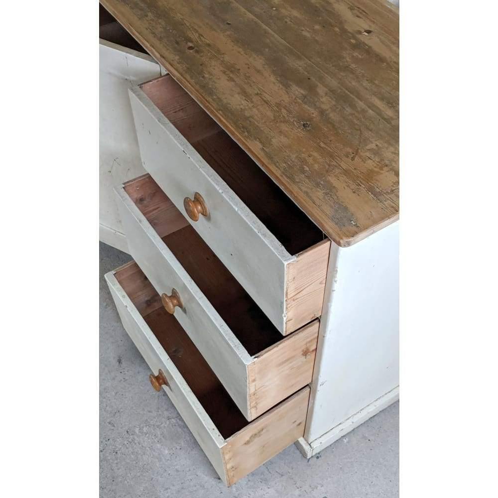 SOLD | Antique Pine Painted Dresser Base Drawer Unit - farmhouse country style-Antique Storage-KONTRAST