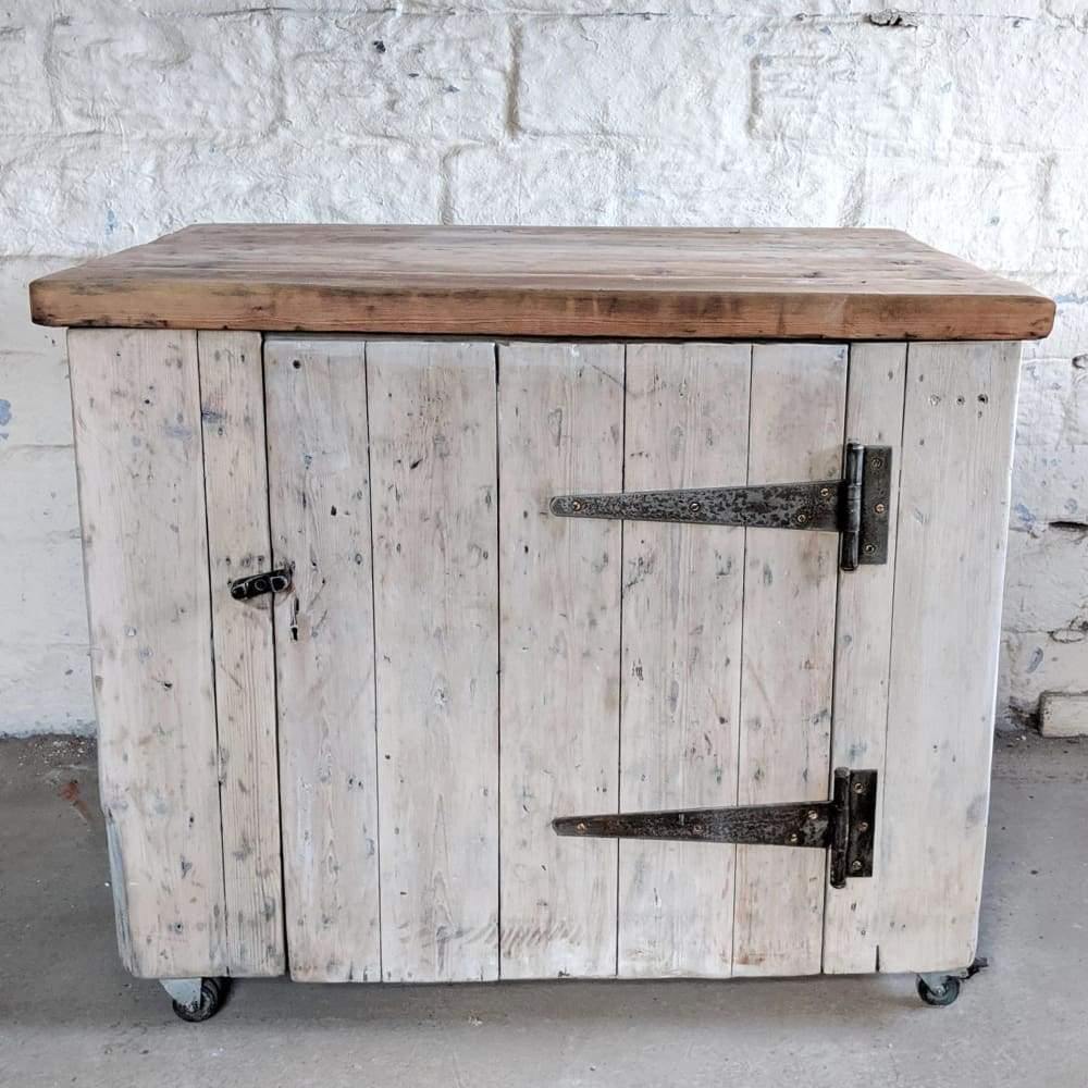 SOLD Antique Vintage Kitchen Island Unit | Rustic Farmhouse Reclaimed Table-Antique Storage-KONTRAST