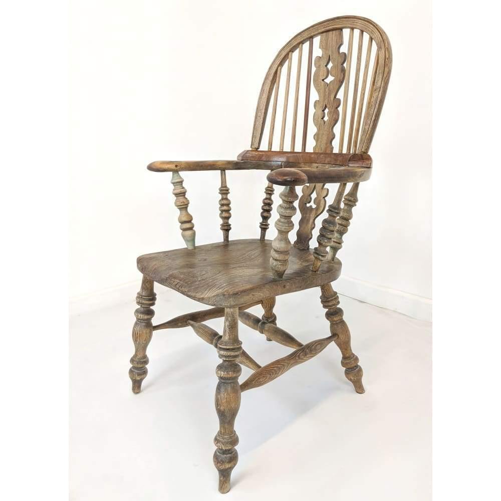 SOLD | Antique Windsor Chair - pad arm - stick back - ash and elm-Antique Seating-KONTRAST