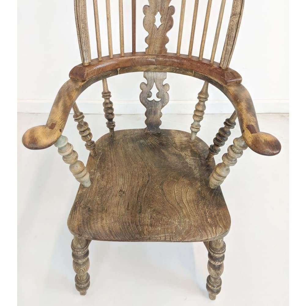 SOLD | Antique Windsor Chair - pad arm - stick back - ash and elm-Antique Seating-KONTRAST