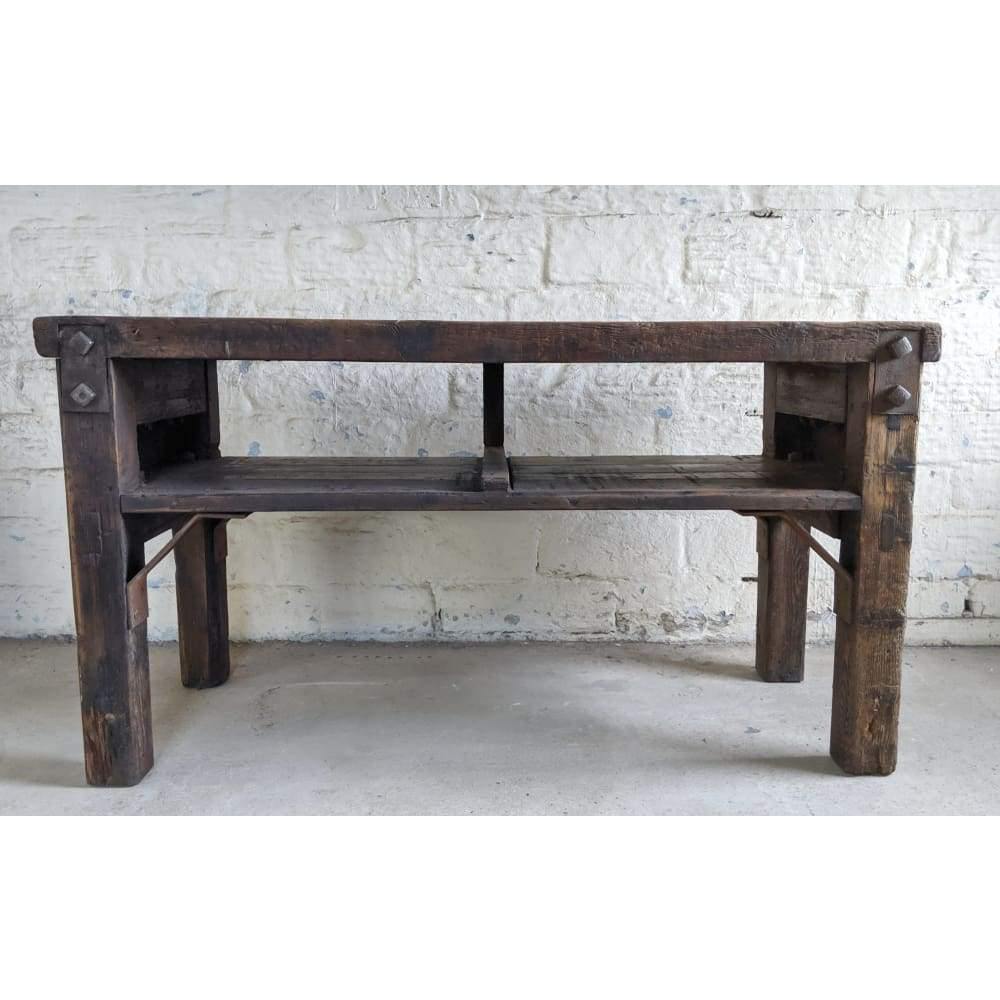 SOLD Antique Work Bench - Rustic carpenters table | pine kitchen island-Antique Tables-KONTRAST