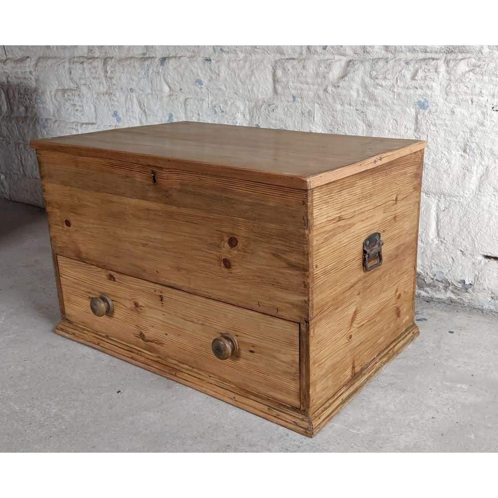 SOLD Antique pine mule chest toy box blanket box-Antique Storage-KONTRAST