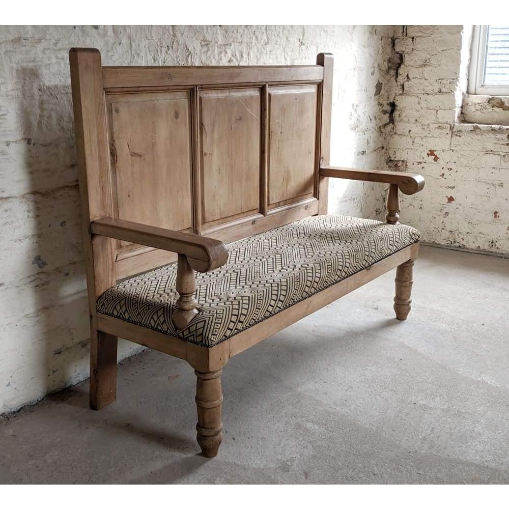 SOLD Antique victorian pine coaching style settle bench-Antique Seating-KONTRAST