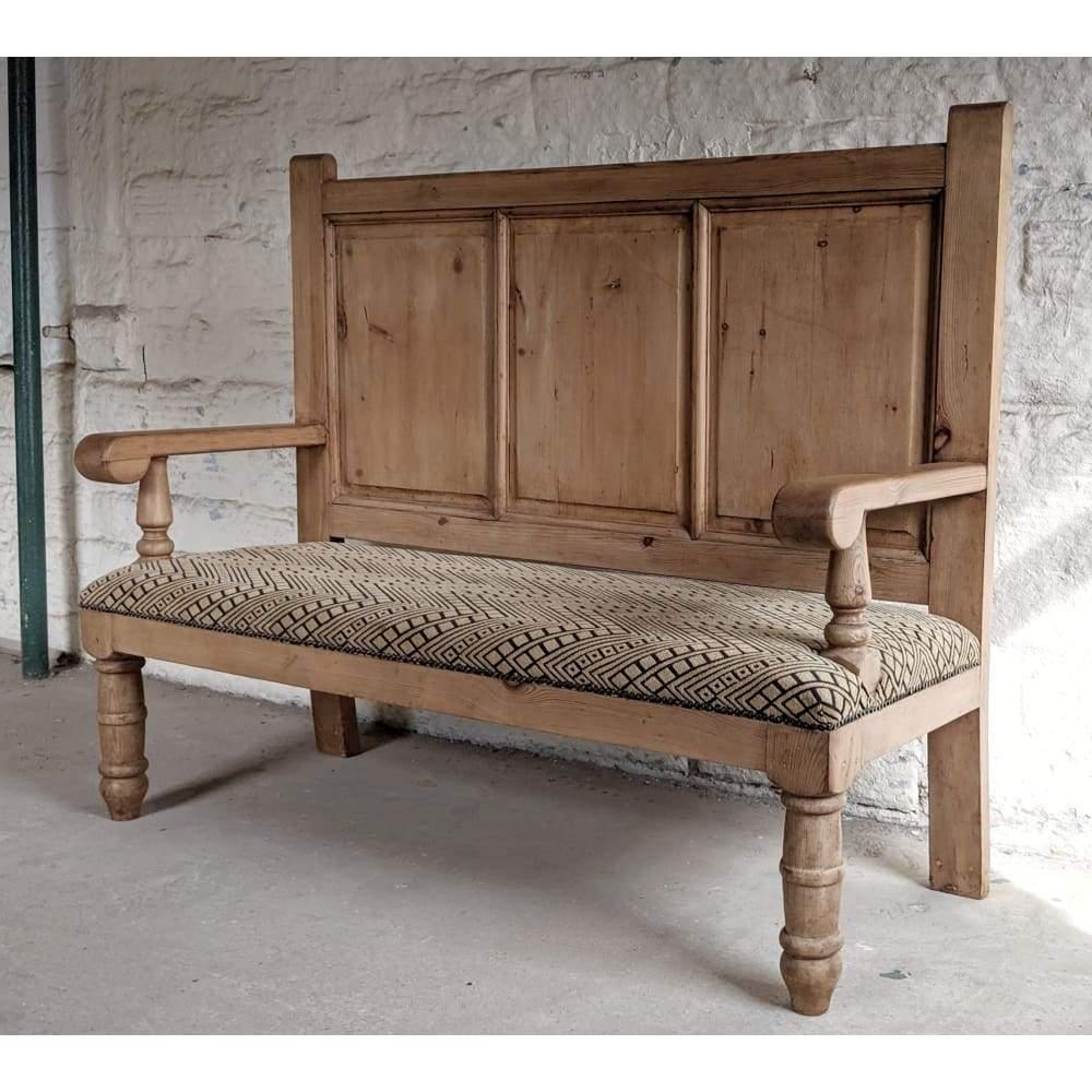 SOLD Antique victorian pine coaching style settle bench-Antique Seating-KONTRAST