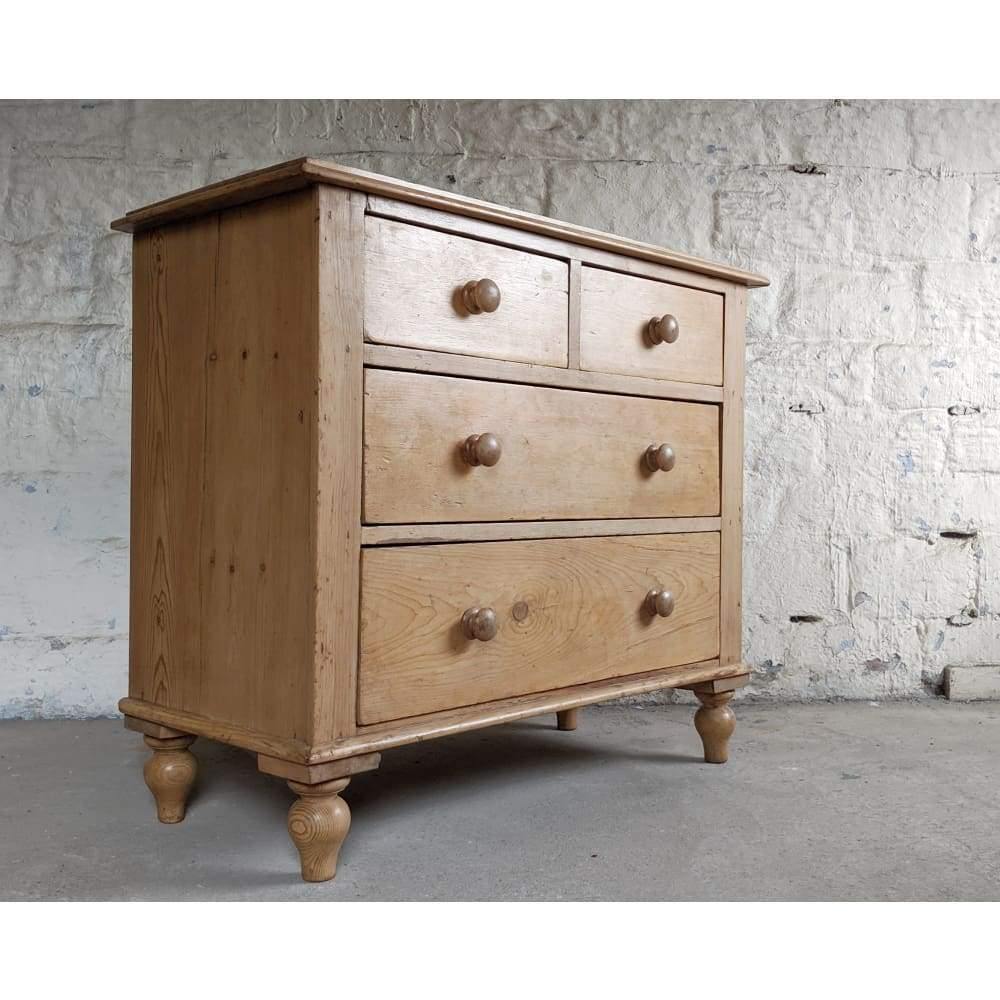 SOLD Chest of Drawers, Pitch Pine Vintage with dove tail drawers-Antique Storage-KONTRAST