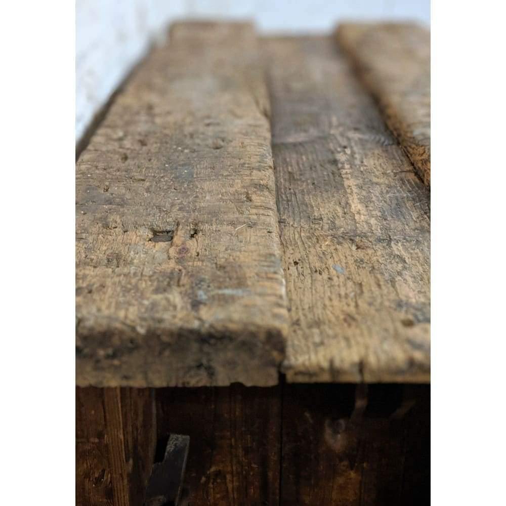SOLD Industrial Antique Workbench Wooden Solid Pitch Pine in Rustic Farmhouse Cottage Style-Antique Tables-KONTRAST