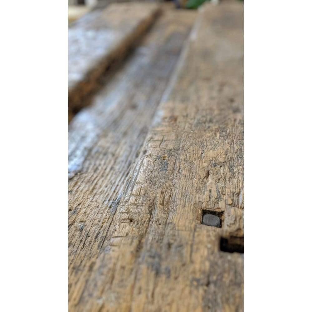 SOLD Industrial Antique Workbench Wooden Solid Pitch Pine in Rustic Farmhouse Cottage Style-Antique Tables-KONTRAST