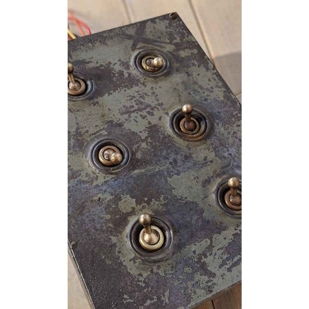 SOLD | Industrial Vintage 6-Gang Light Switches Cast Iron Crabtree Switch-Mid Century Lighting-KONTRAST