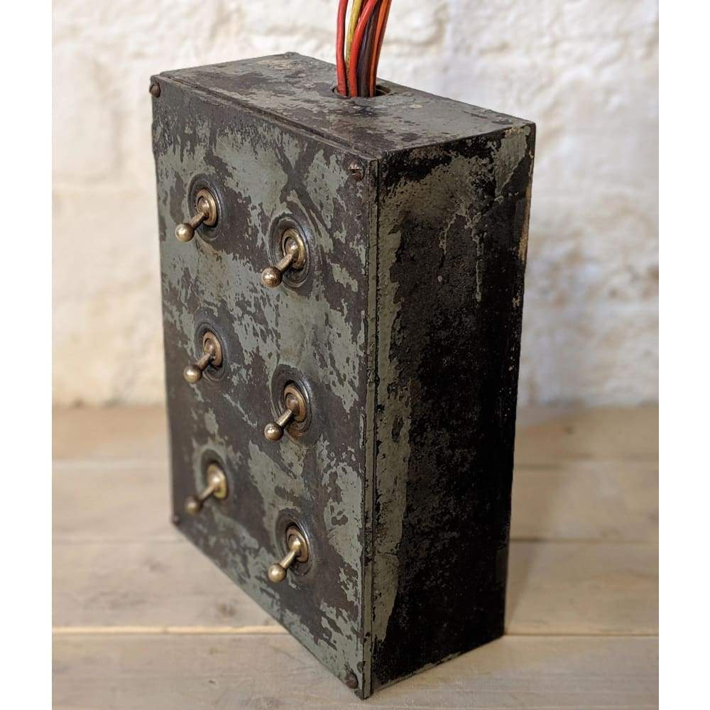 SOLD | Industrial Vintage 6-Gang Light Switches Cast Iron Crabtree Switch-Mid Century Lighting-KONTRAST