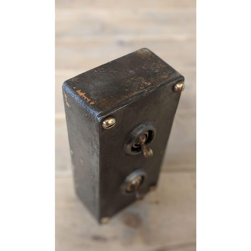 SOLD | Industrial Vintage Light Switch Cast Iron 2 Gang Crabtree Switches-Mid Century Lighting-KONTRAST