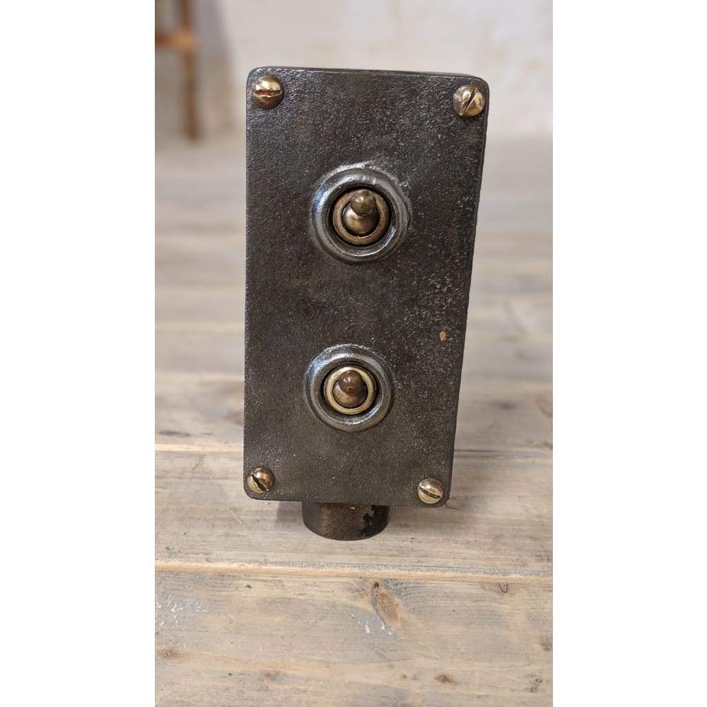 SOLD | Industrial Vintage Light Switch Cast Iron 2 Gang Crabtree Switches-Mid Century Lighting-KONTRAST