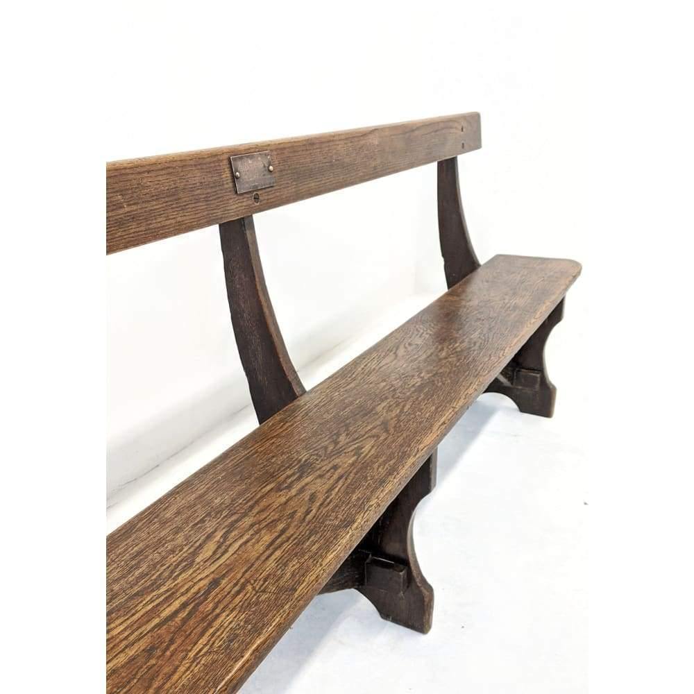 SOLD Oak Pew - settle bench - from Alleyns School Great Hall-Antique Seating-KONTRAST