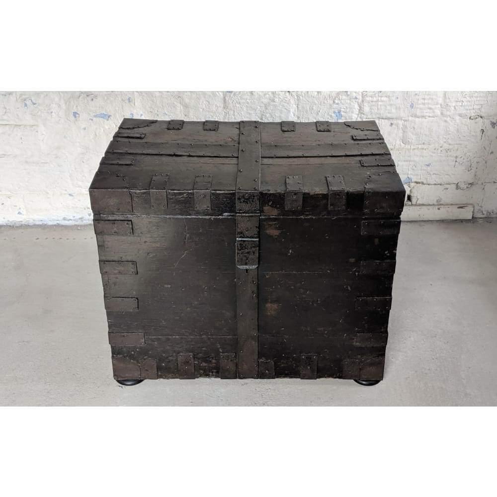 SOLD Victorian Iron and Oak Bound Silver Chest - Use for Storage / Blanket Box / Coffee Table-Antique Storage-KONTRAST