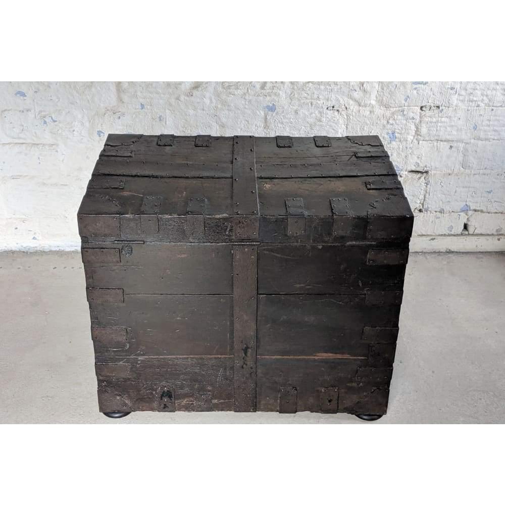 SOLD Victorian Iron and Oak Bound Silver Chest - Use for Storage / Blanket Box / Coffee Table-Antique Storage-KONTRAST