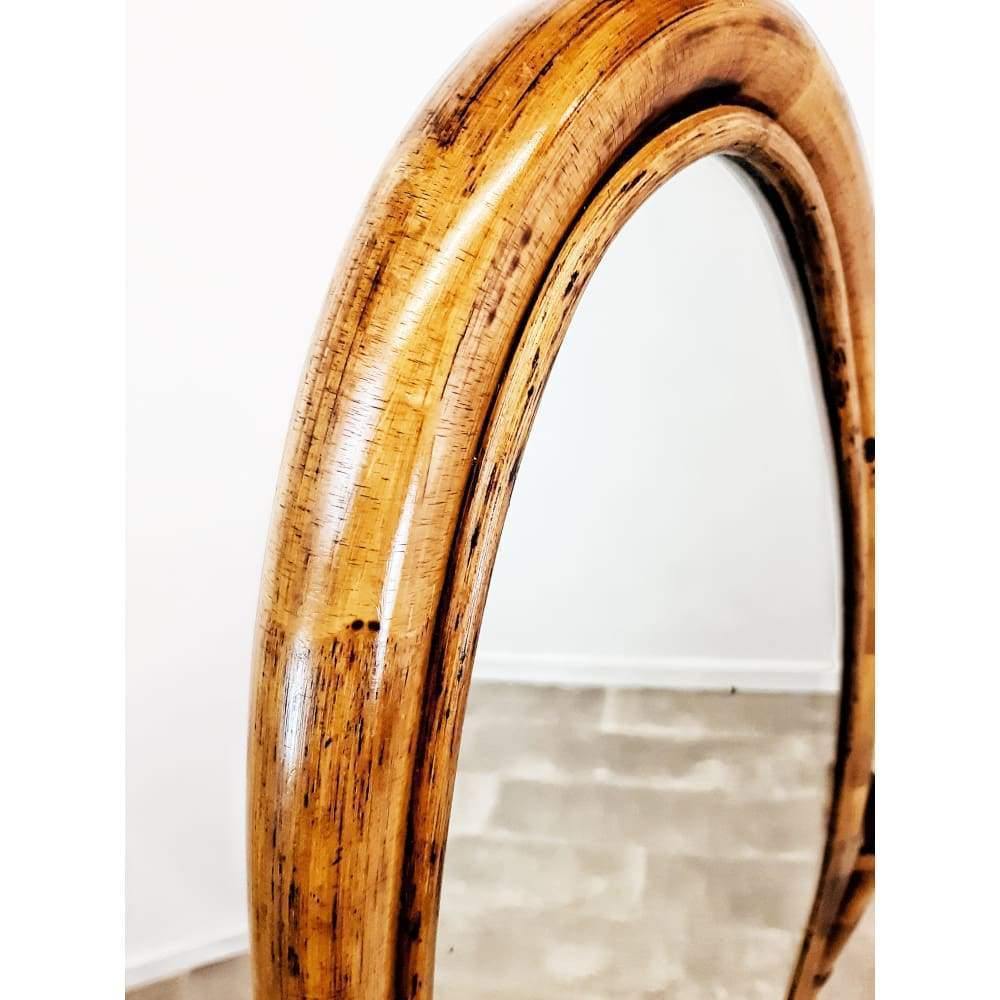 SOLD vintage bamboo framed floor standing mirror-Mid Century Decor / Accessories-KONTRAST