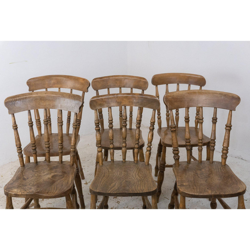 Set of 6 Elm Penny Windsor Chairs-Antique Seating-KONTRAST