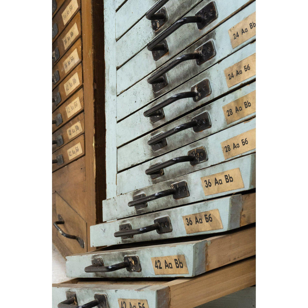 Type Set Drawers-Antique Storage-KONTRAST