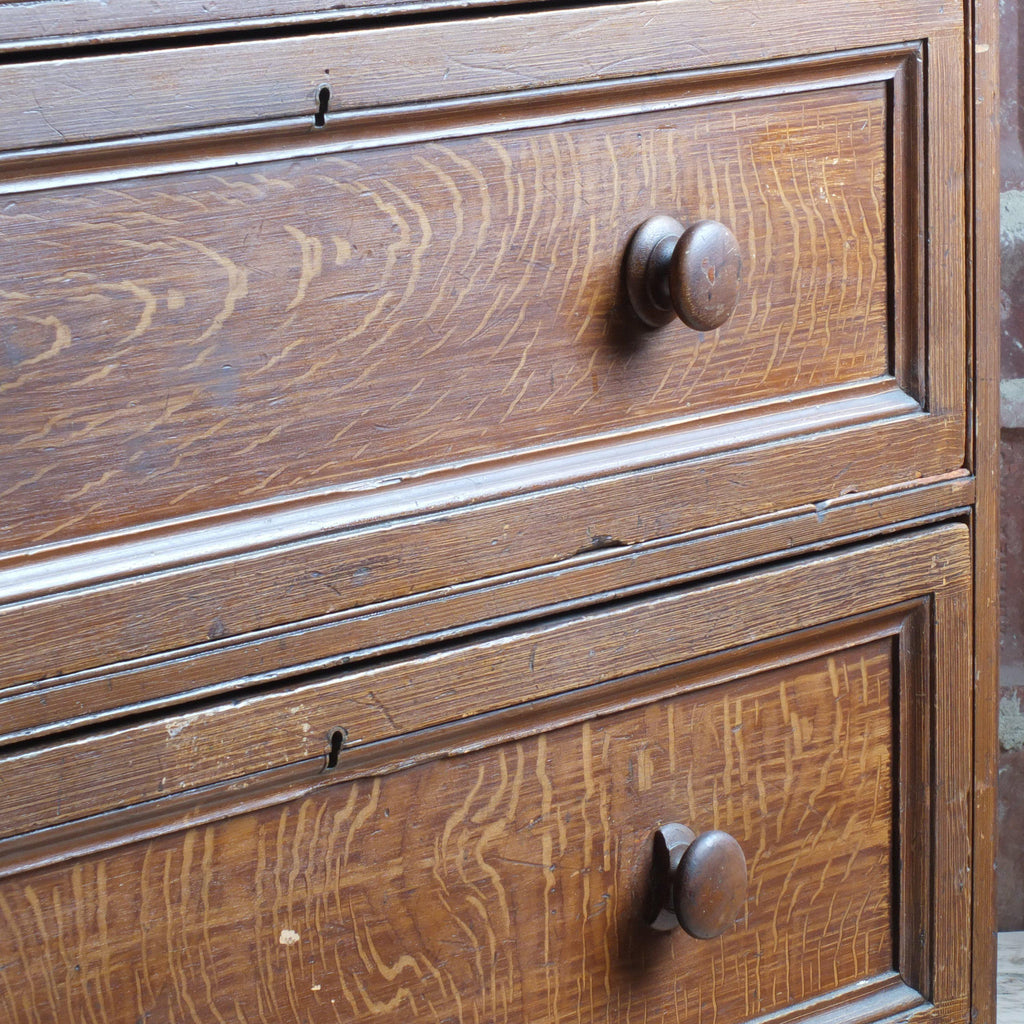 Victorian pine faux oak pine chest of drawers-Antique Storage-KONTRAST