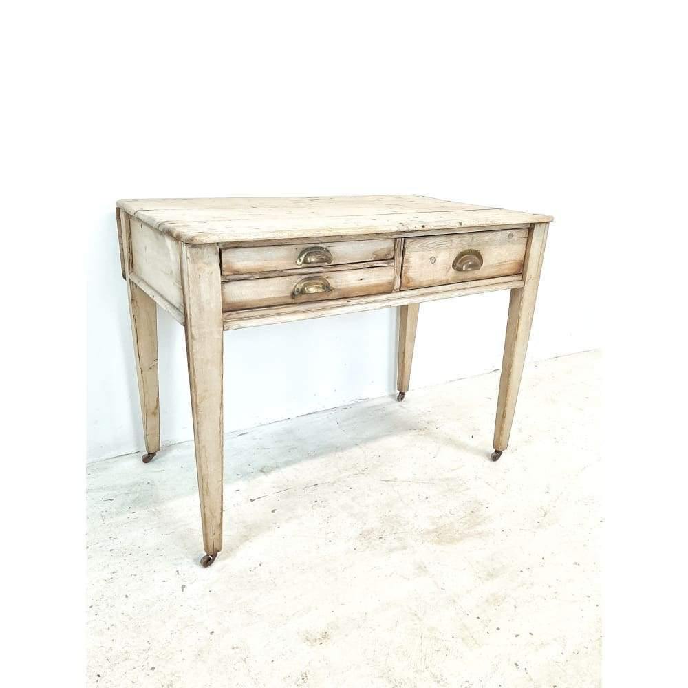 Vintage Desk - French Pine Drop Leaf Prep Table.-Antique Tables-KONTRAST