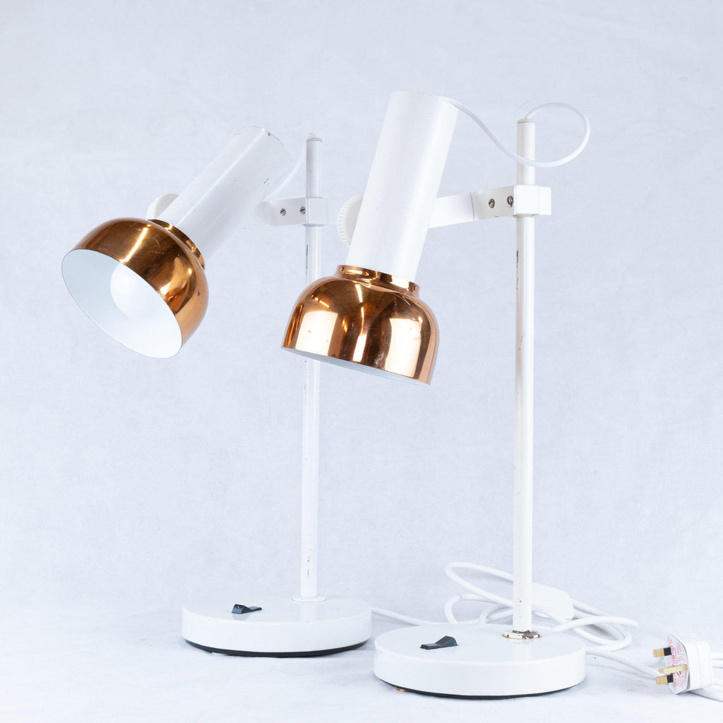 Vintage Desk Lamps - Copper and White-Mid Century Lighting-KONTRAST
