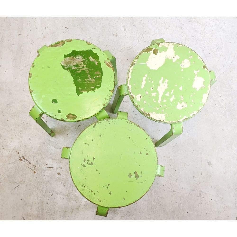 Vintage Mid Century Stools Painted Bent Plywood x3 - in the style of aalto-Mid Century Seating-KONTRAST