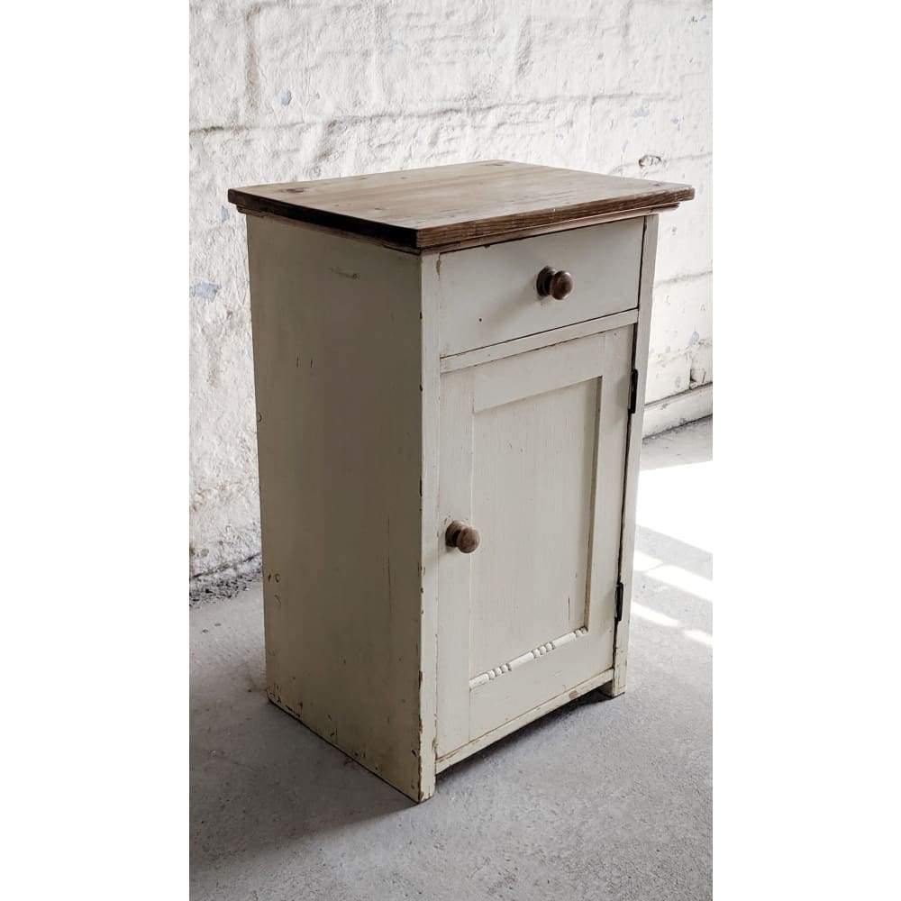 Vintage Pine Single Door Cupboard Cabinet Painted in Farmhouse Style-Vintage Storage-KONTRAST