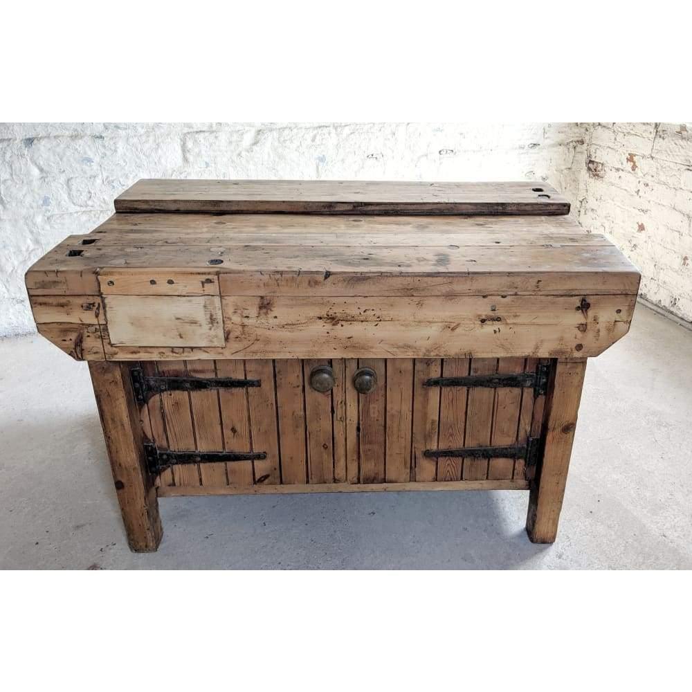 Vintage Pine Work Bench - woodworking table-Vintage Tables-KONTRAST