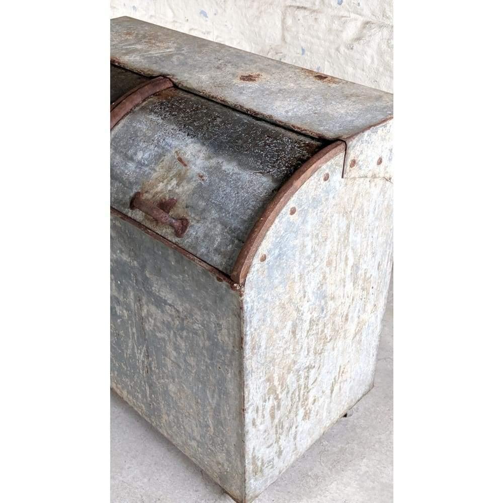 Vintage galvanised bin - metal storage box - fire wood-Antique Storage-KONTRAST