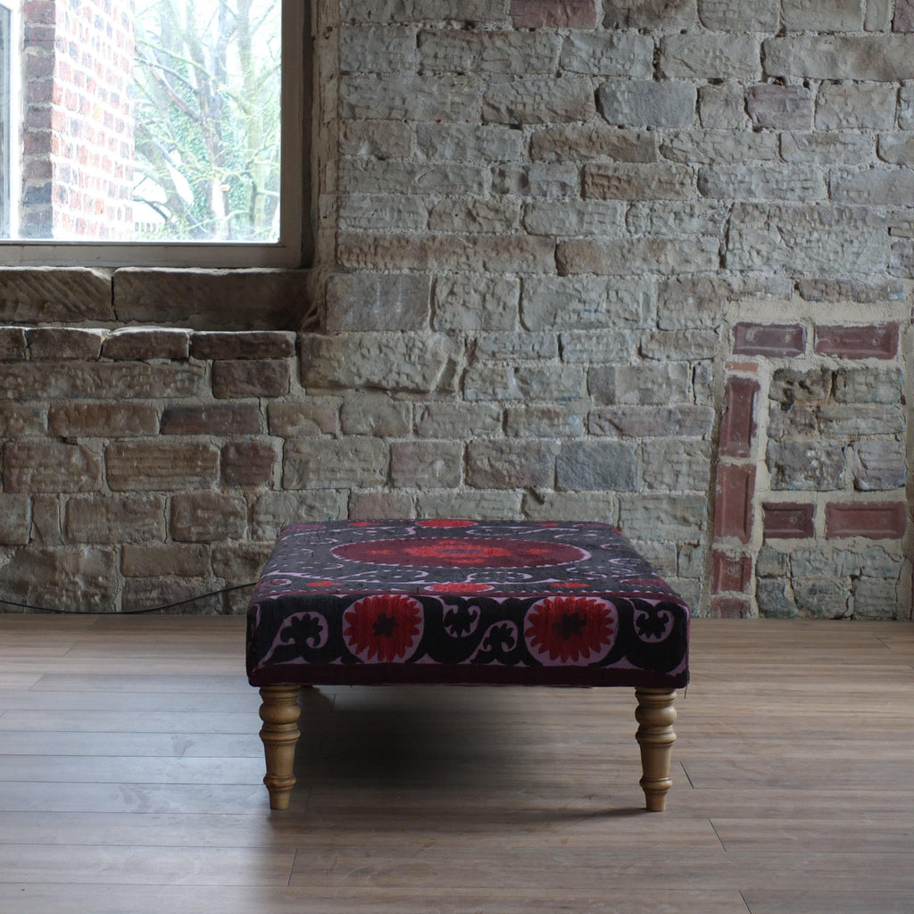 Vintage handmade suzani ottoman #4-Handmade Ethnic Footstools-KONTRAST