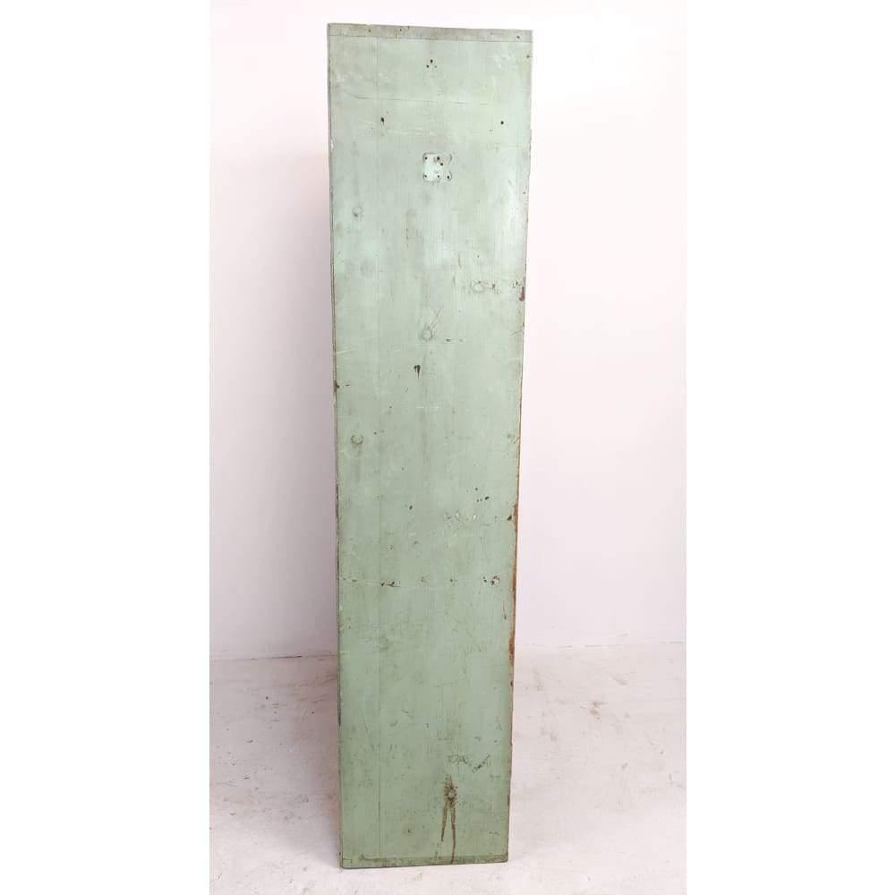 Vintage painted pine larder cupboard, green sage pantry shelving unit-Vintage Storage-KONTRAST