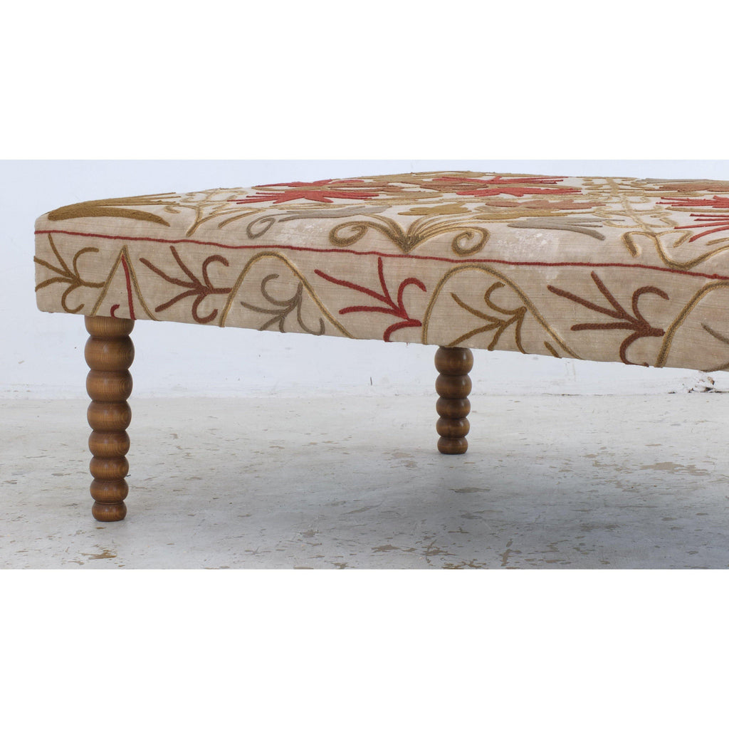 Vintage suzani footstool ottoman #7-Handmade Ethnic Footstools-KONTRAST