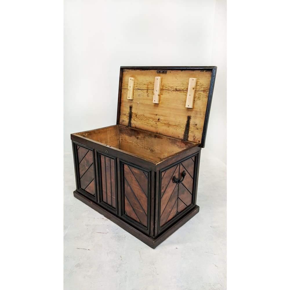 antique paneled pine blanket box-Antique Storage-KONTRAST